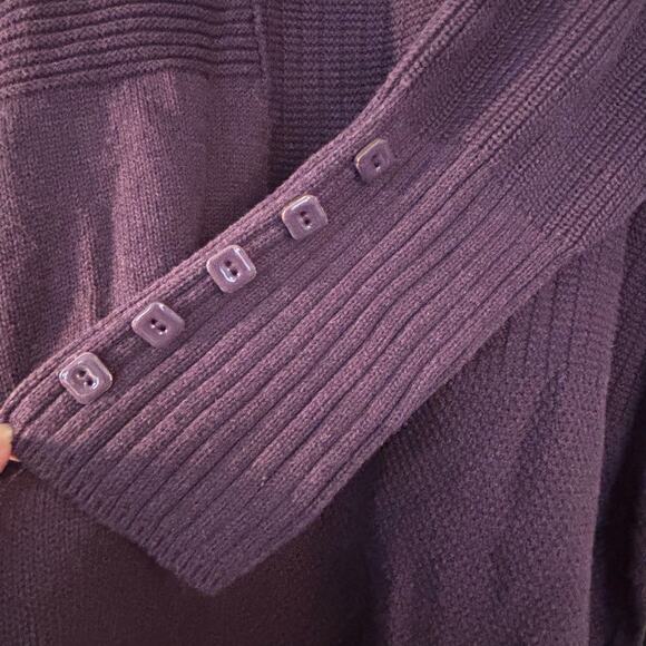 Habitat Purple Cotton Sweater Wmns L Textured Knit Pattern Long Sleeve Mock Neck - Picture 8 of 11